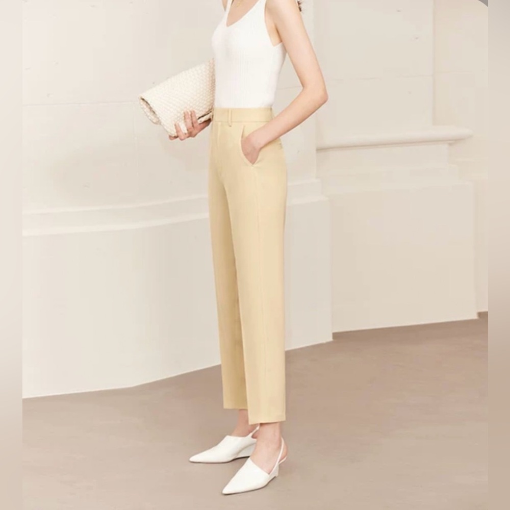 ($800) Ralph Lauren Purple Label Silk Beige Pants Size 8